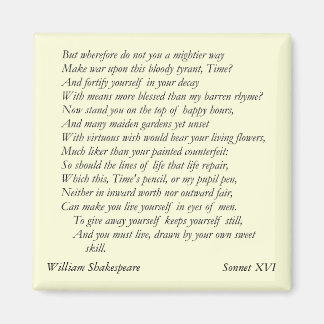 Sonnet # 16 van William Shakespeare Magneet