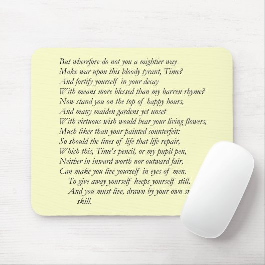 Sonnet # 16 van William Shakespeare Muismat (Met muis)