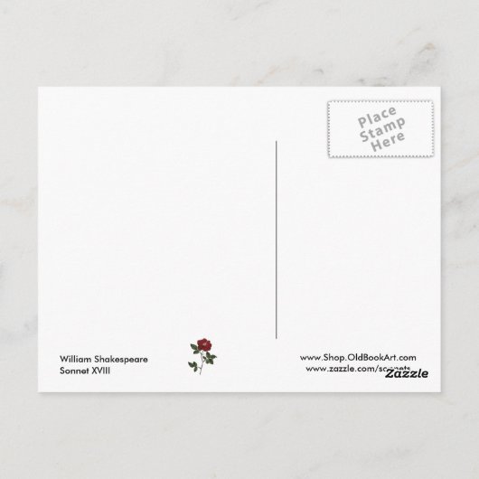 Sonnet # 18 van William Shakespeare Briefkaart (Achterkant)
