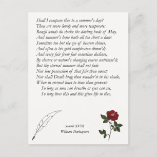Sonnet # 18 van William Shakespeare Briefkaart