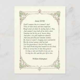 Sonnet # 18 van William Shakespeare Briefkaart