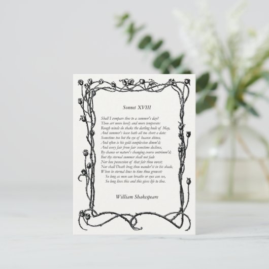 Sonnet # 18 van William Shakespeare Briefkaart (Staand voorkant)