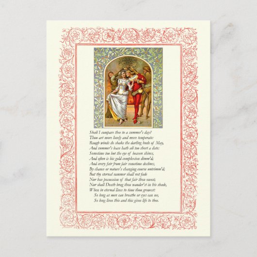 Sonnet # 18 van William Shakespeare Briefkaart (Voorkant)