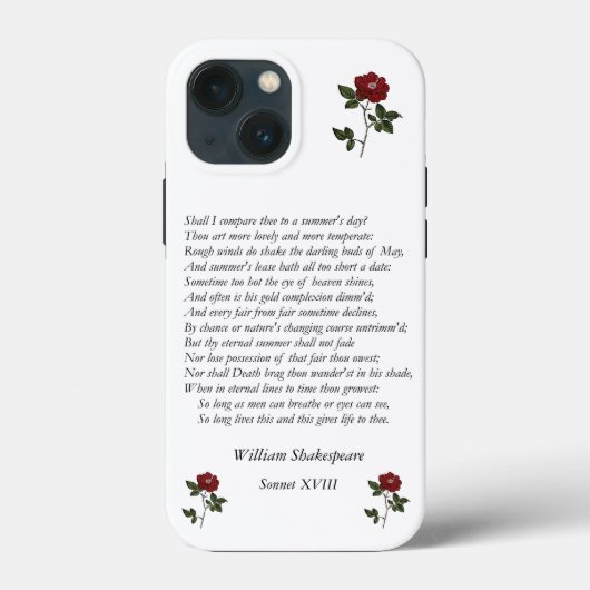 Sonnet # 18 van William Shakespeare Case-Mate iPhone Case (Achterkant)
