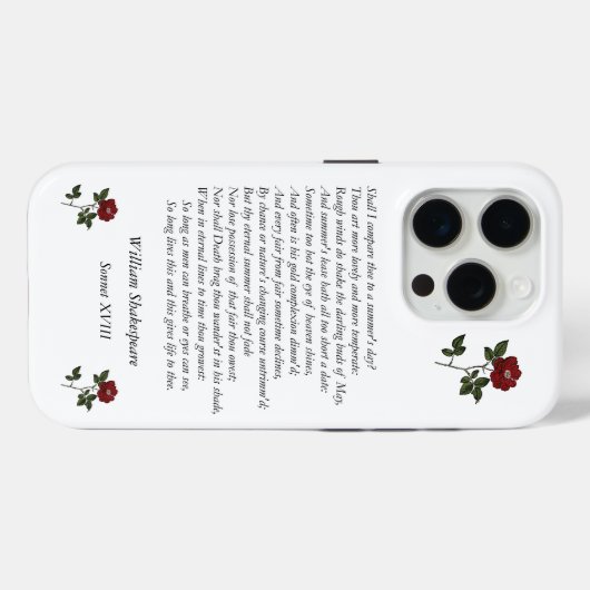 Sonnet # 18 van William Shakespeare Case-Mate iPhone Case (Achterkant (horizontaal))