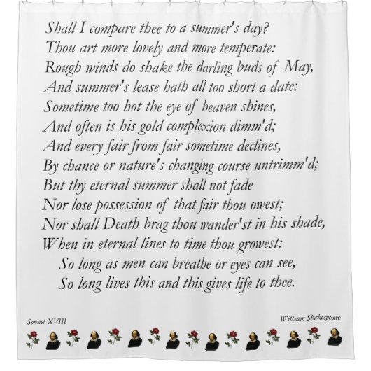 Sonnet # 18 van William Shakespeare Douchegordijn (Voorkant)