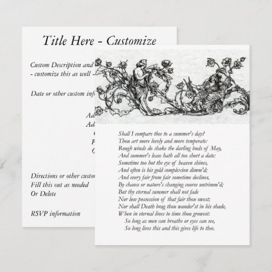 Sonnet # 18 van William Shakespeare Kaart (Voorkant / Achterkant)