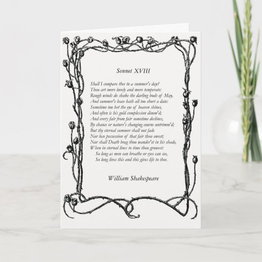Sonnet # 18 van William Shakespeare Kaart (Voorkant)