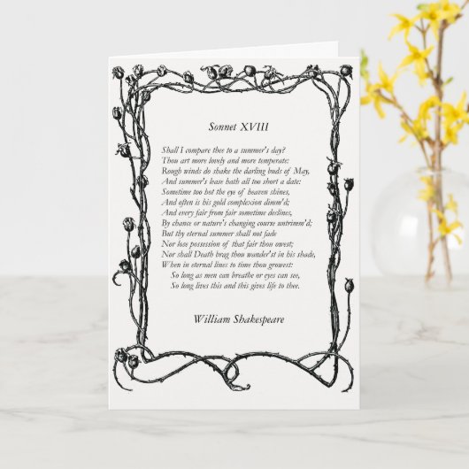 Sonnet # 18 van William Shakespeare Kaart (Gele Bloem)