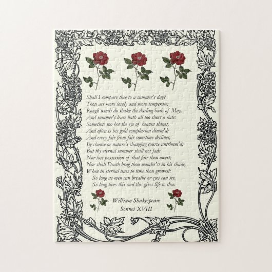 Sonnet # 18 van William Shakespeare Legpuzzel (Verticaal)