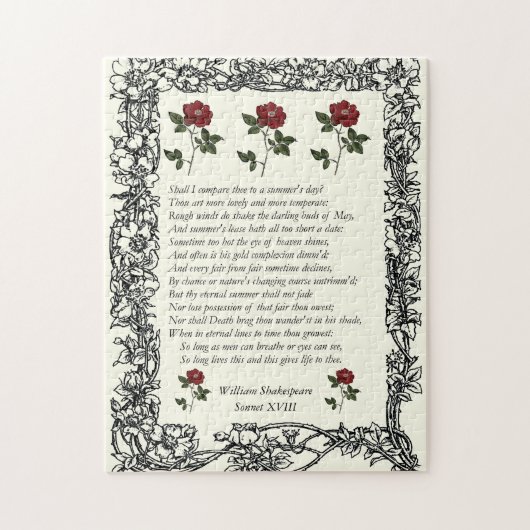 Sonnet # 18 van William Shakespeare Legpuzzel (Verticaal)