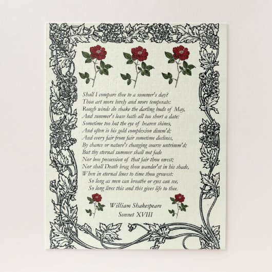 Sonnet # 18 van William Shakespeare Legpuzzel (Verticaal)