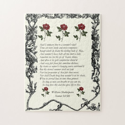 Sonnet # 18 van William Shakespeare Legpuzzel (Verticaal)