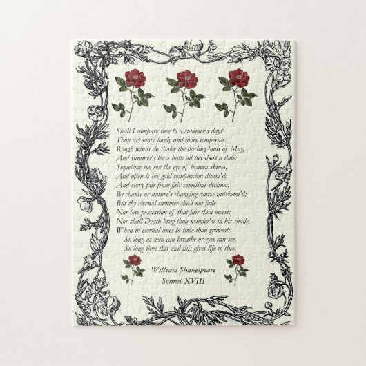 Sonnet # 18 van William Shakespeare Legpuzzel (Verticaal)