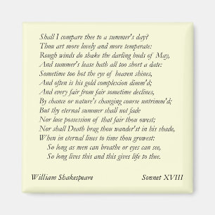Sonnet # 18 van William Shakespeare Magneet