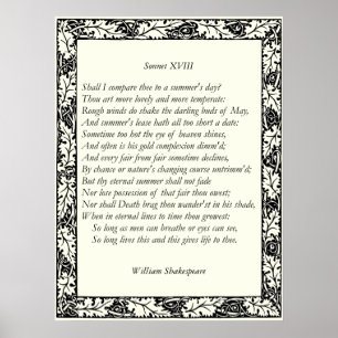 Sonnet # 18 van William Shakespeare Poster