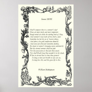 Sonnet # 18 van William Shakespeare Poster