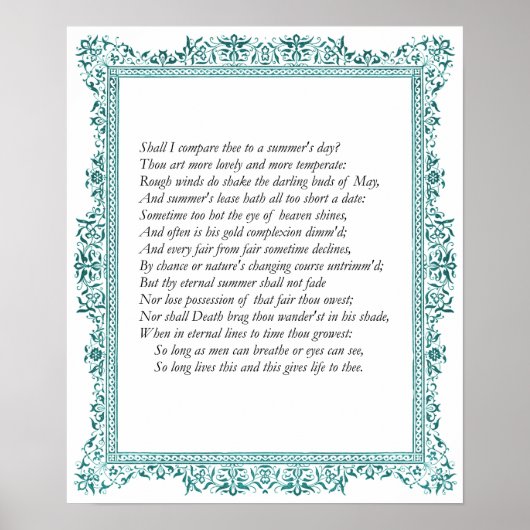 Sonnet # 18 van William Shakespeare Poster (Voorkant)