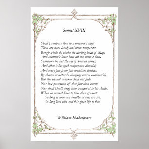Sonnet # 18 van William Shakespeare Poster