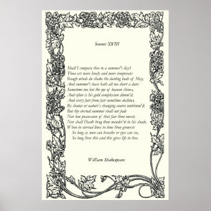 Sonnet # 18 van William Shakespeare Poster