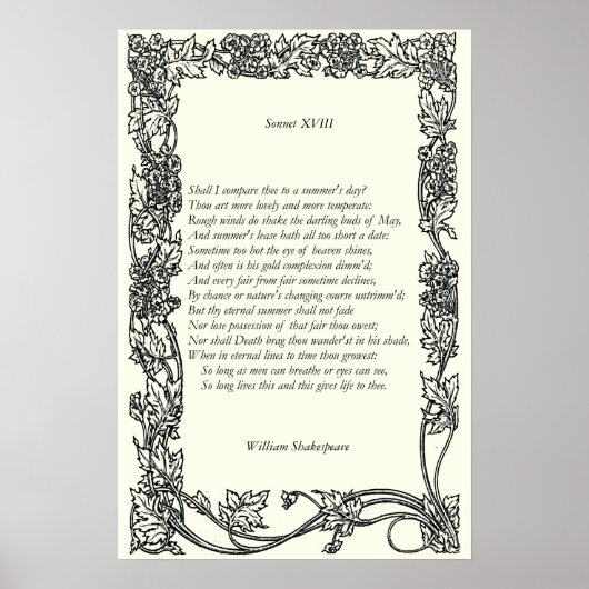 Sonnet # 18 van William Shakespeare Poster (Voorkant)