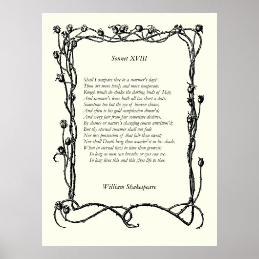 Sonnet # 18 van William Shakespeare Poster (Voorkant)