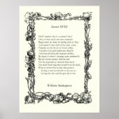 Sonnet # 18 van William Shakespeare Poster (Voorkant)