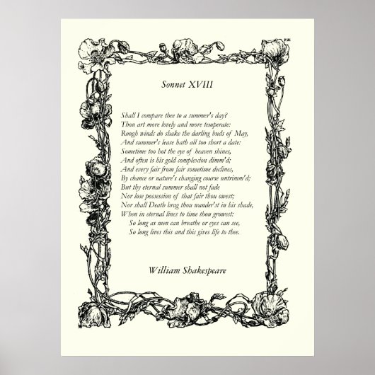 Sonnet # 18 van William Shakespeare Poster (Voorkant)