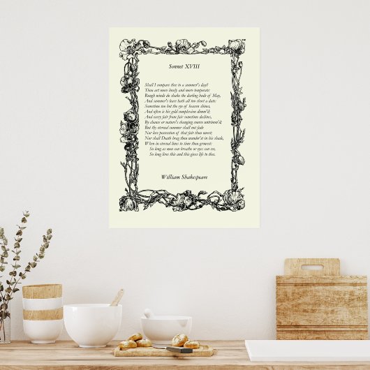 Sonnet # 18 van William Shakespeare Poster (Keuken)