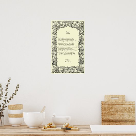 Sonnet # 18 van William Shakespeare Poster (Keuken)