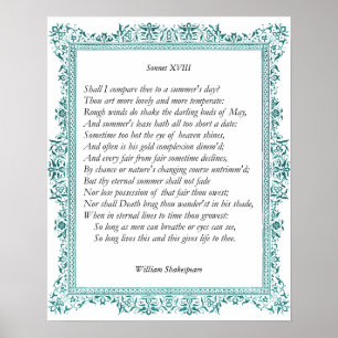 Sonnet # 18 van William Shakespeare Poster