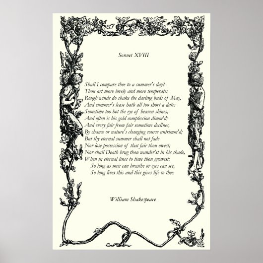 Sonnet # 18 van William Shakespeare Poster (Voorkant)