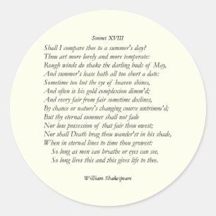 Sonnet # 18 van William Shakespeare Ronde Sticker