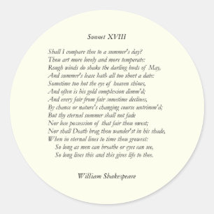 Sonnet # 18 van William Shakespeare Ronde Sticker