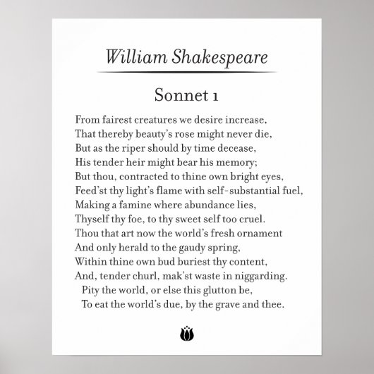 Sonnet 1 van William Shakespeare Poster (Voorkant)