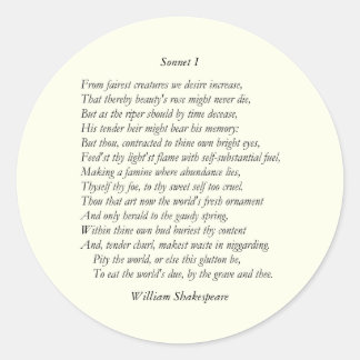 Sonnet # 1 van William Shakespeare Ronde Sticker