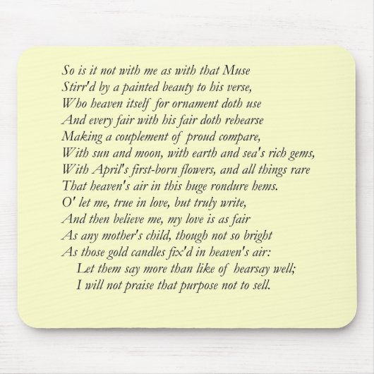 Sonnet # 21 van William Shakespeare Muismat (Voorkant)