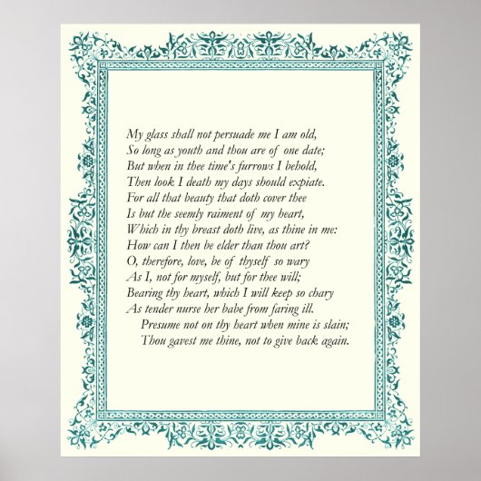 Sonnet # 22 door William Shakespeare Poster (Voorkant)