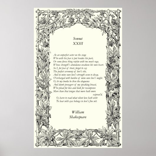 Sonnet # 23 van William Shakespeare Poster (Voorkant)