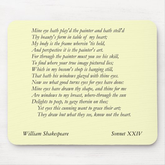 Sonnet # 24 van William Shakespeare Muismat (Voorkant)