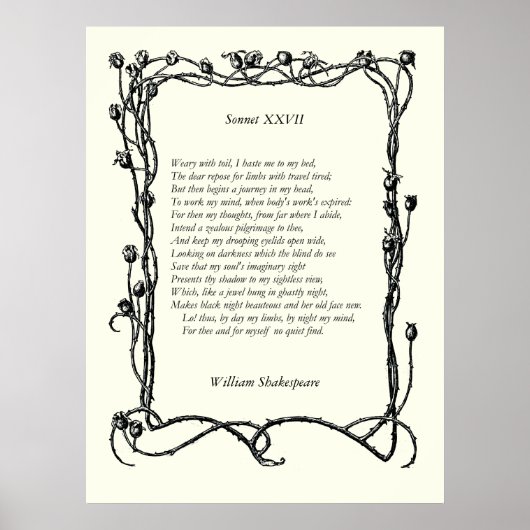 Sonnet # 27 van William Shakespeare Poster (Voorkant)