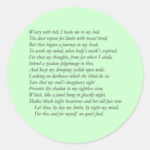 Sonnet # 27 van William Shakespeare Ronde Sticker