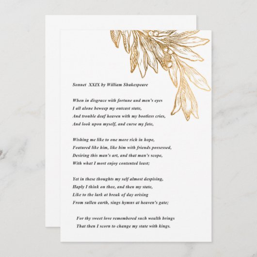 Sonnet 29 van William Shakespeare Note Card Bedankkaart (Voorkant / Achterkant)