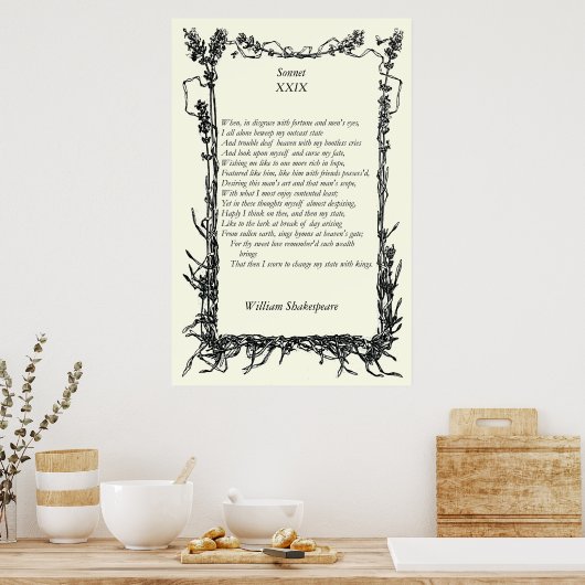 Sonnet # 29 van William Shakespeare Poster (Keuken)