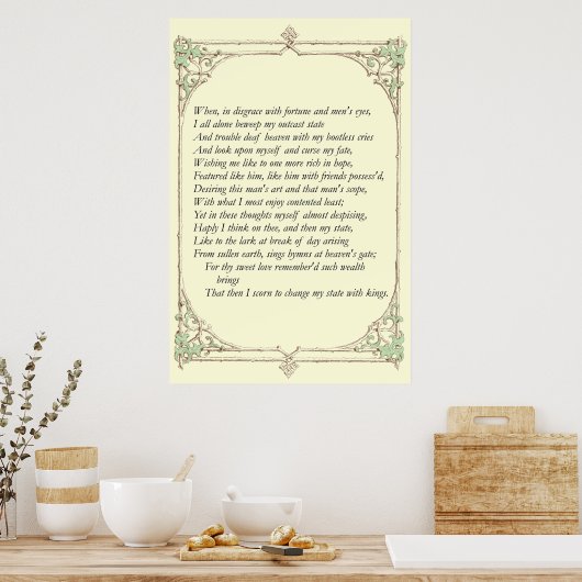 Sonnet # 29 van William Shakespeare Poster (Keuken)