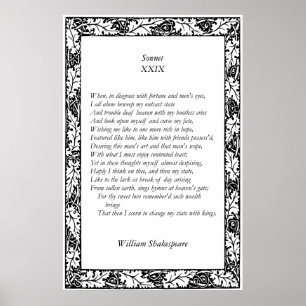 Sonnet # 29 van William Shakespeare Poster