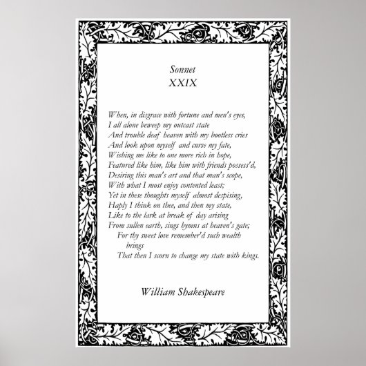 Sonnet # 29 van William Shakespeare Poster (Voorkant)