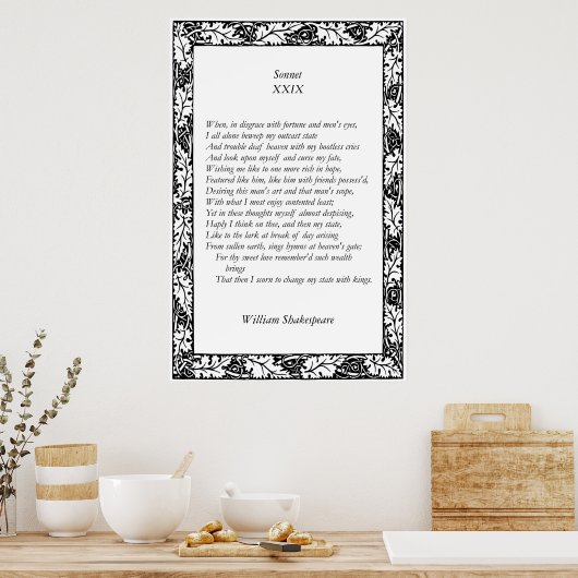 Sonnet # 29 van William Shakespeare Poster (Keuken)
