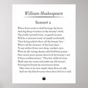 Sonnet 2 van William Shakespeare Poster