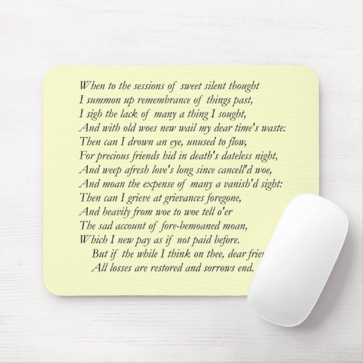 Sonnet # 30 van William Shakespeare Muismat (Met muis)